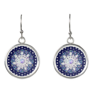 Blue rosace & snowflake earrings