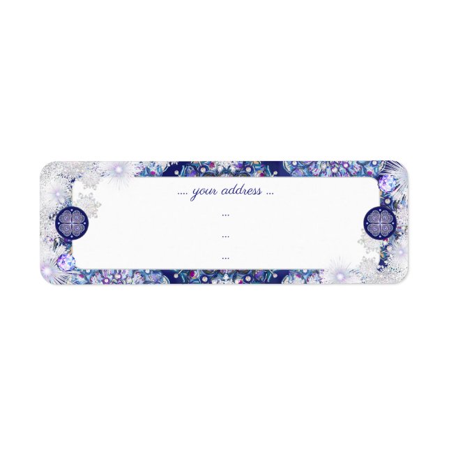 Blue rosace & snowflake label (Front)