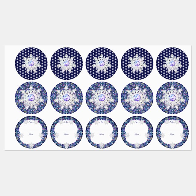 Blue rosace & snowflake labels (Sheet)