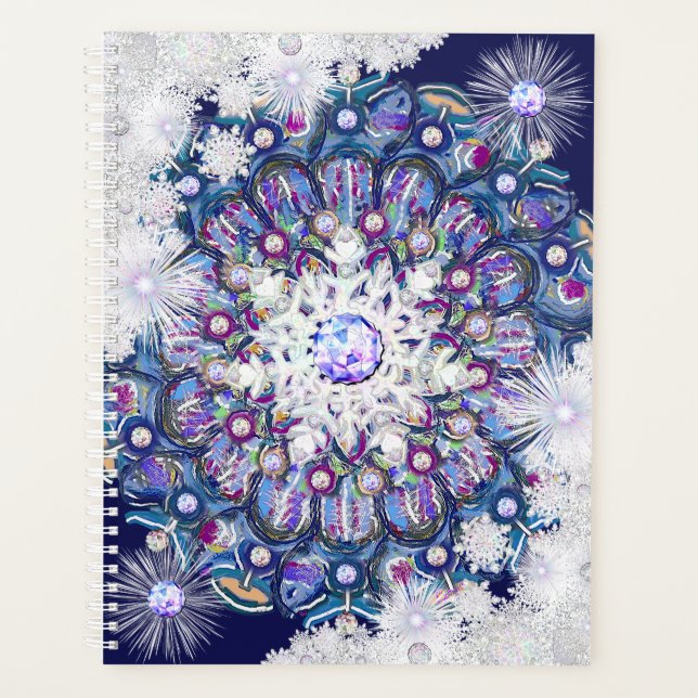 Blue rosace & snowflake planner (Front)