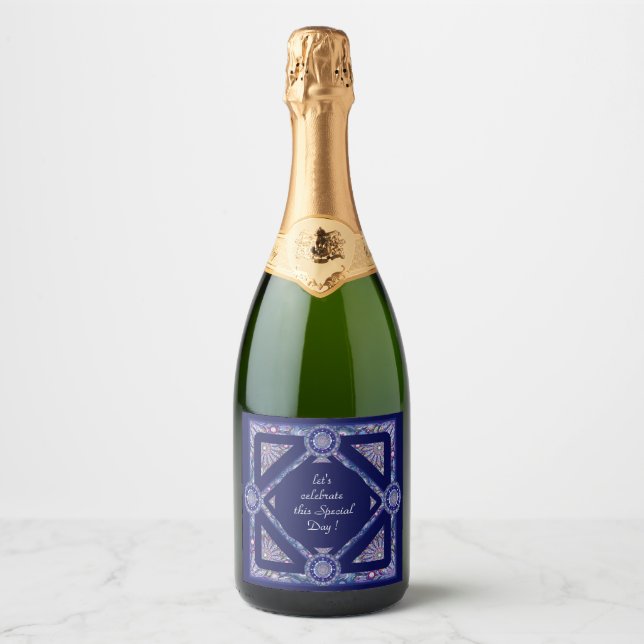 Blue Rosace Sparkling Wine Label (Front)