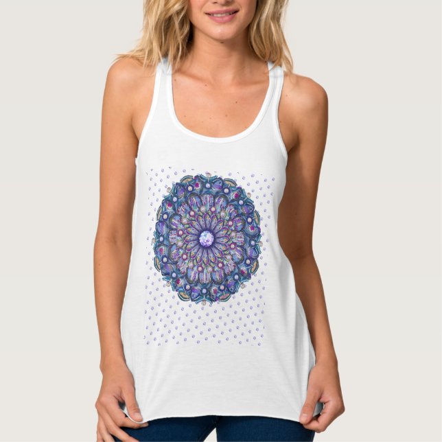 Blue Rosace  Tank Top (Front)