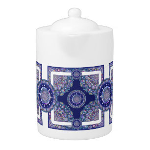Blue Rosace Teapot