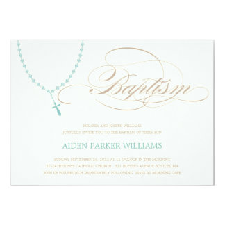 BLUE ROSARY BEADS | BAPTISM INVITATION