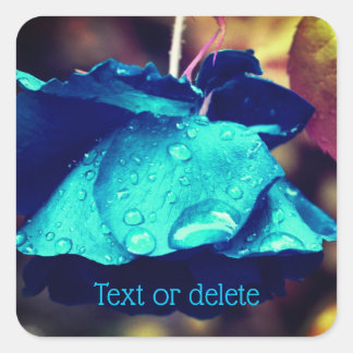 Blue Rose Abstract Flower Personalized Square Sticker
