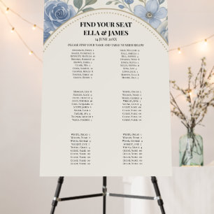 Blue Rose Arch Wedding Seating Chart Foam Board