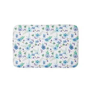 Blue rose bath mat