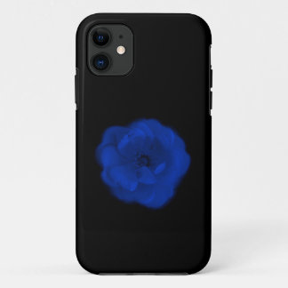 Blue Rose, Black Background. iPhone 11 Case