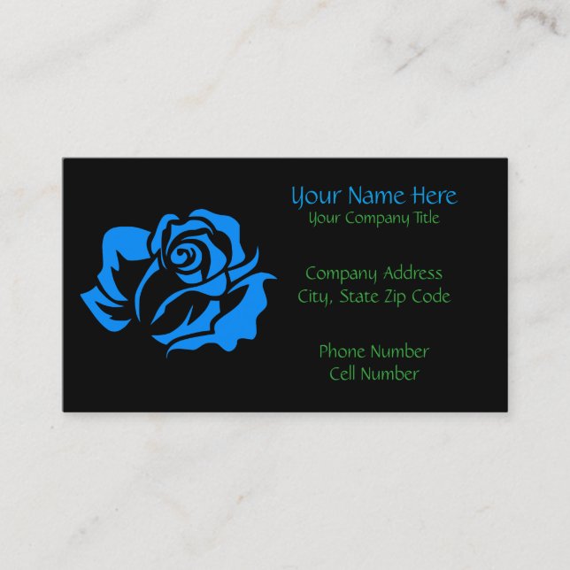 Blue Rose Bloom Customizable Business Card (Front)
