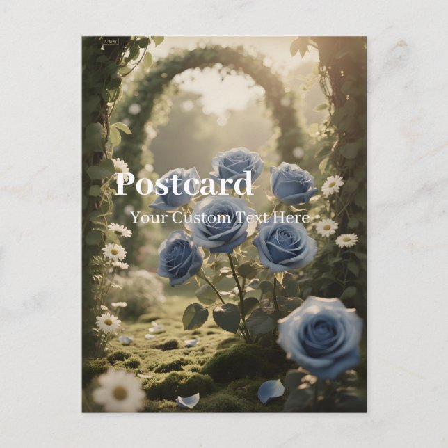 Blue Rose Bloom – Elegant Romantic Message Postcard (Front)