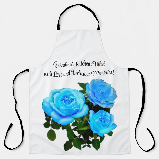 Blue rose blue flowers apron (Front)