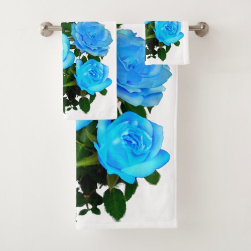 Blue rose blue flowers bath towel set