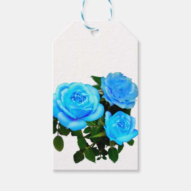 Blue rose blue flowers gift tags (Front)