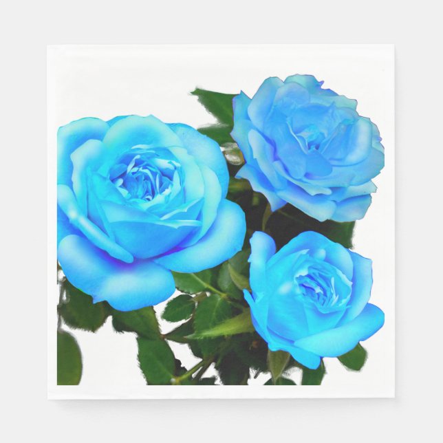 Blue rose blue flowers napkins (Front)