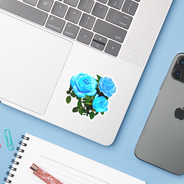 Blue rose blue flowers sticker (Laptop w/ iPhone)