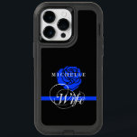 Blue Rose | Blue Line Policeman's Wife Custom OtterBox iPhone 14 Pro Max Case<br><div class="desc">You don't have to be a police officer to show your pride in law enforcement, you can be married to one who puts their life on the line every day. Display this pride to the world with this thin blue line and blue rose phone case with your own custom name....</div>