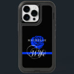 Blue Rose | Blue Line Policeman's Wife Custom OtterBox iPhone 14 Pro Max Case<br><div class="desc">You don't have to be a police officer to show your pride in law enforcement, you can be married to one who puts their life on the line every day. Display this pride to the world with this thin blue line and blue rose phone case with your own custom name....</div>
