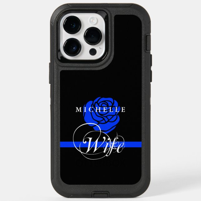 Blue Rose | Blue Line Policeman's Wife Custom Otterbox iPhone Case (Back)