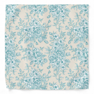 Blue Rose Bouquet Garden Floral Pattern Bandana