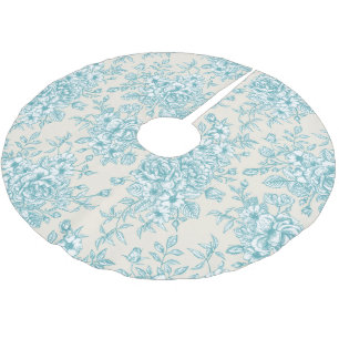 Blue Rose Bouquet Garden Floral Pattern Brushed Polyester Tree Skirt