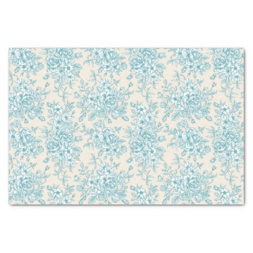 Blue Rose Bouquet Garden Floral Pattern Tissue Paper