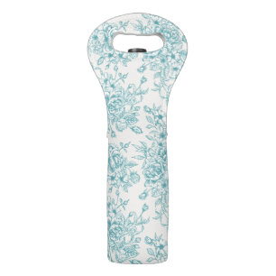 Blue Rose Bouquet Garden Floral Pattern Wine Bag