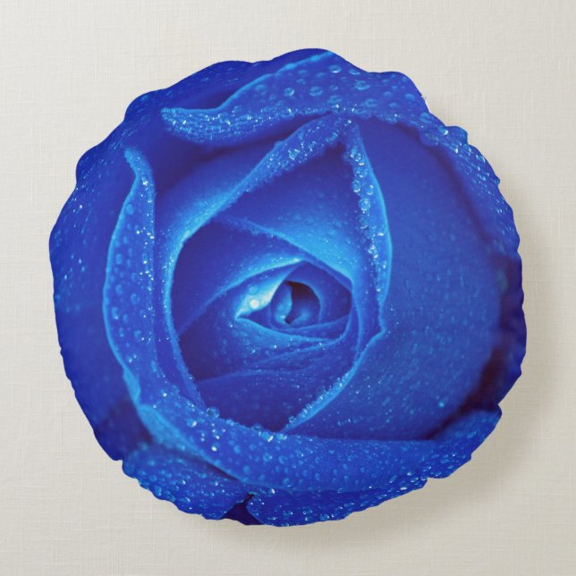Blue rose bud round pillow (Back)