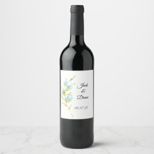 Blue Rose Bud Wedding Wine Label