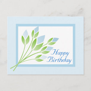 Blue Rose Buds Happy Birthday Postcard