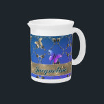Blue Rose Butterflies w/Name  Beverage Pitcher<br><div class="desc">So,  it's your sweetheart's birthday and she loves roses,  hearts,  purple and unique graphics with a romantic hint,  too? Then perhaps my original artwork on a sumptuously cerulean blue ceramic pitcher is the perfect gift for her!</div>