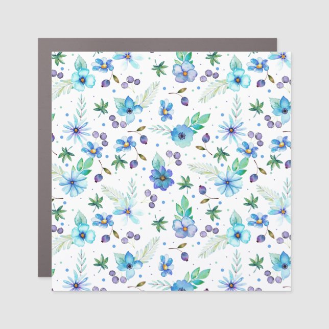 Blue rose car magnet (Front)