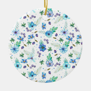 Blue rose ceramic ornament