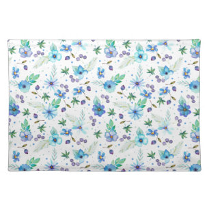Blue rose cloth placemat