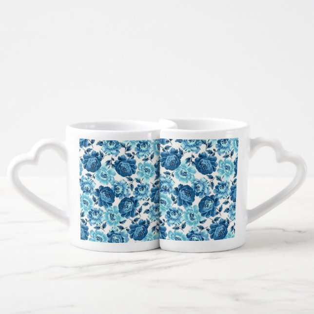 Blue rose coffee mug set (Front Nesting)