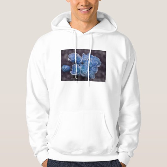 Blue Rose colorized bouquet spotted background Hoodie