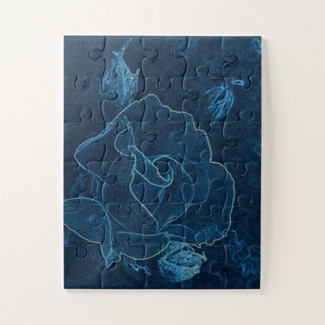 blue rose contour jigsaw puzzle (Vertical)