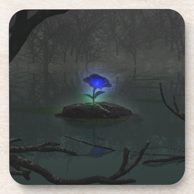 Blue Rose Cork Coaster (Front)