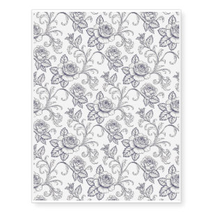 Blue Rose Cottage Core country pattern Temporary Tattoos