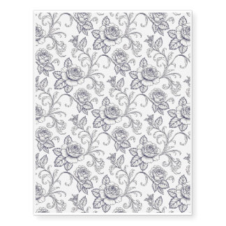 Blue Rose Cottage Core country pattern Temporary Tattoos