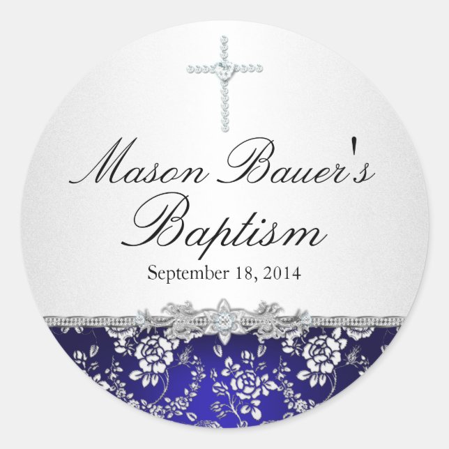 Blue Rose & Cross Baptism Sticker (Front)
