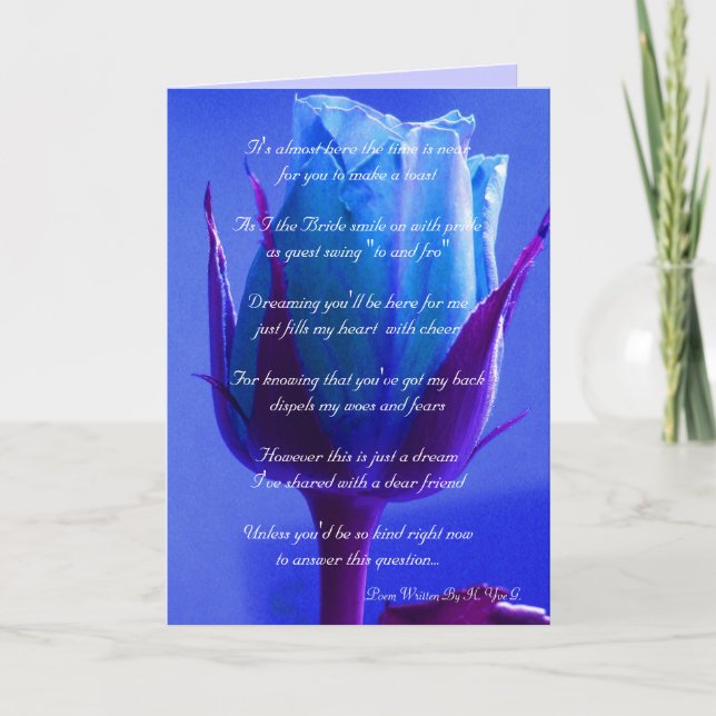 Blue Rose Delight Will You Be My Bridesmaid Invitation (Front)