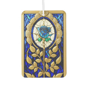 Blue Rose Design in Stained Glass Air Freshener