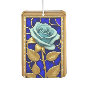 Blue Rose Design in Stained Glass Air Freshener