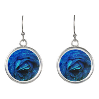 Blue Rose Drop Earrings
