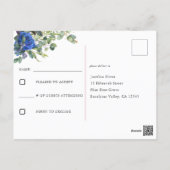 Blue Rose Elegant Quinceanera Pre-Addressed RSVP Postcard (Back)