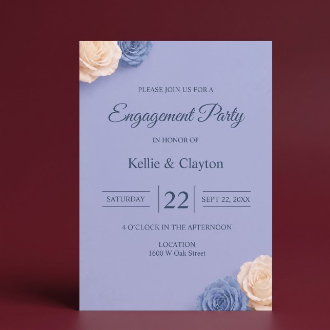 Blue Rose Engagement Party Invitation (Creator Uploaded)