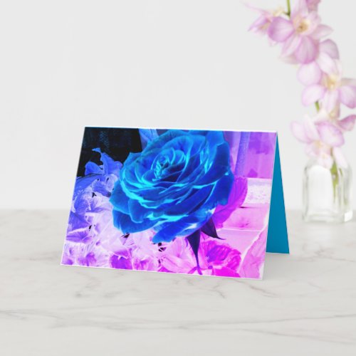 Blue Rose Fantasy Greeting Card Blank Inside