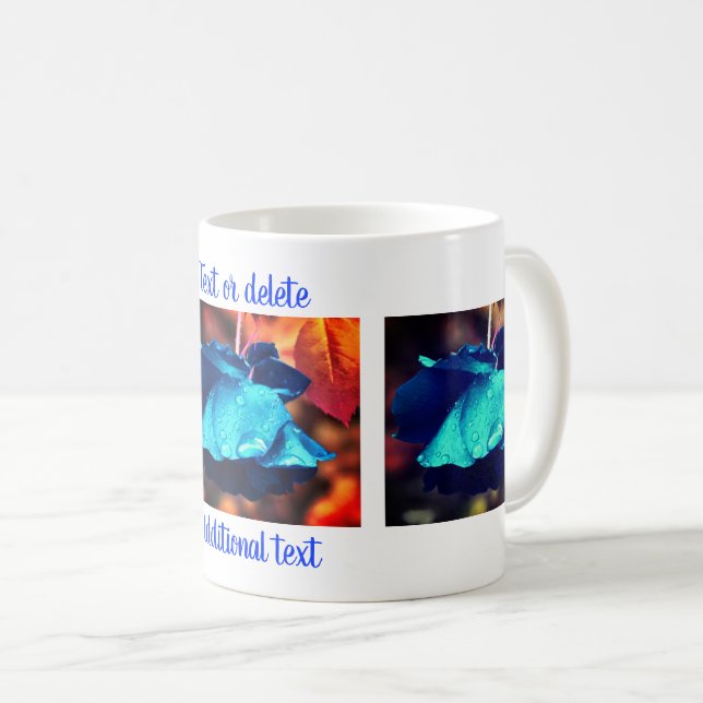 Blue Rose Floral Art Photography Personalized  Coffee Mug (Front Right)