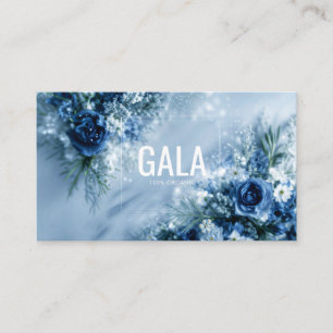 Blue Rose Floral Icy Silver Sparkle Clean Frame Business Card