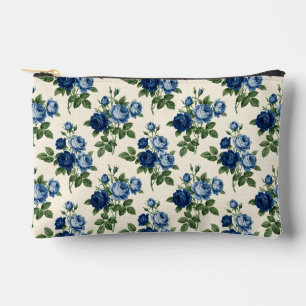 Blue Rose Floral Pattern Accessory Pouch